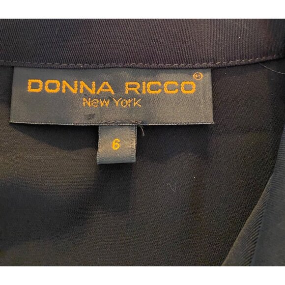 Donna Ricco Black Button-Front Dress Short Sleeve Collared Size 6 - Picture 3 of 11